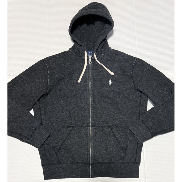 POLO RALPH LAUREN - Men's Gray Classic Fleece Full Zip Hoodie - Size Large